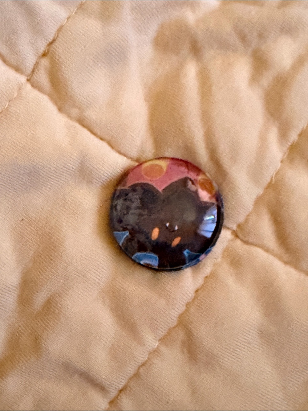 Pokemon Round Button Pin in Black, Pink and Blue